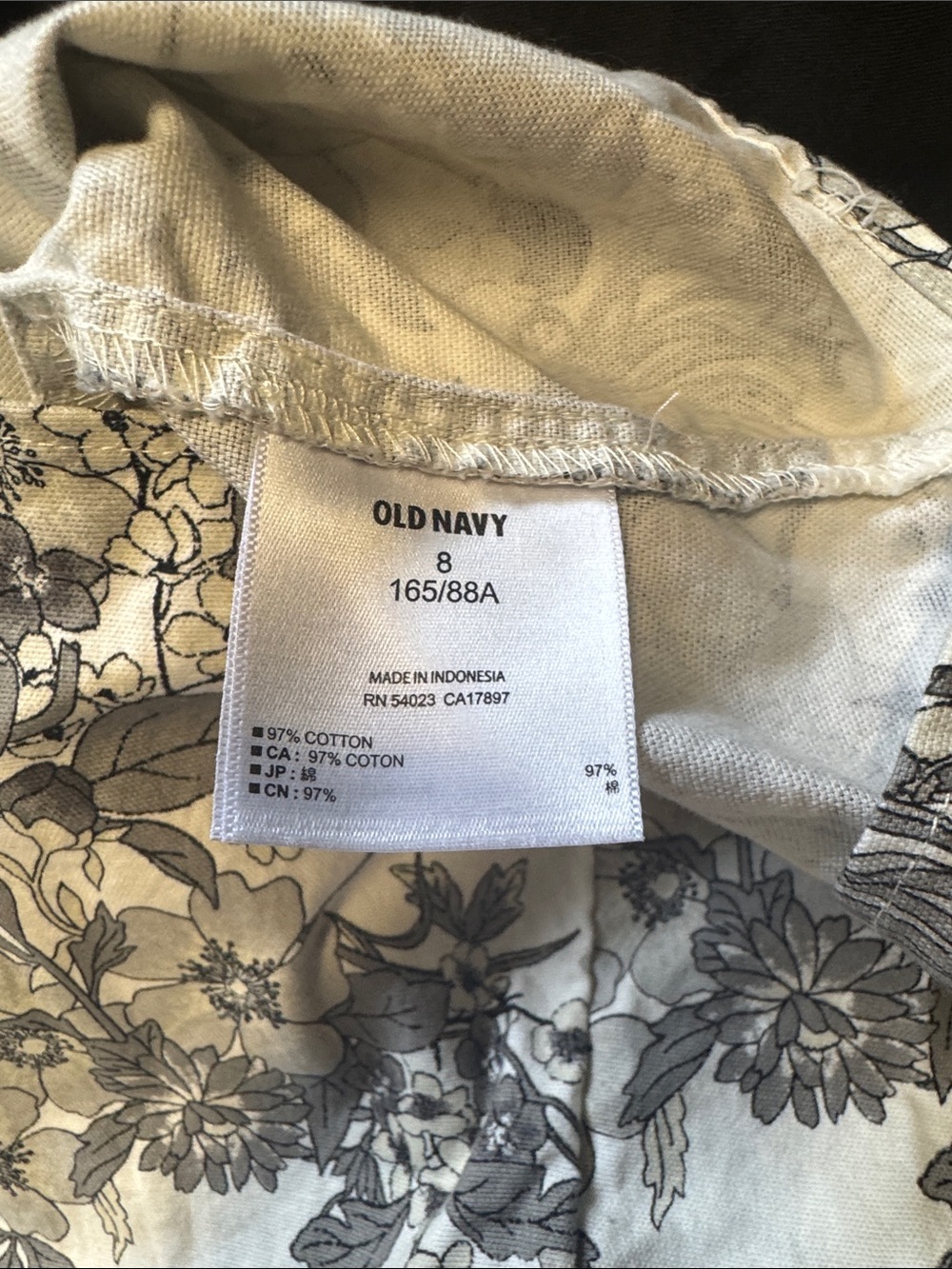 Old Navy Strapless A-Line Skirt — White and Gray Floral - Picture 7 of 7